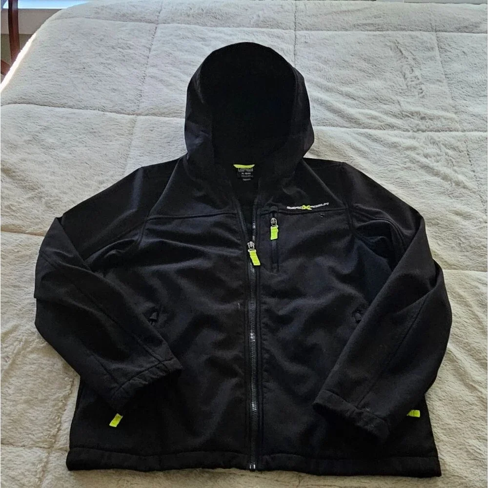 Boys Sz XL 18/20 Black ZeroXposur Fleece Lined Hooded Warm Jacket With Hood